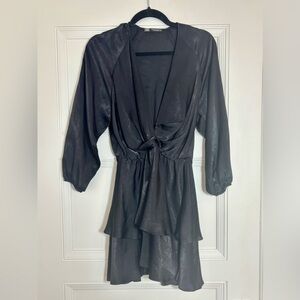 Zara Black Long Sleeve Silky Mini Dress